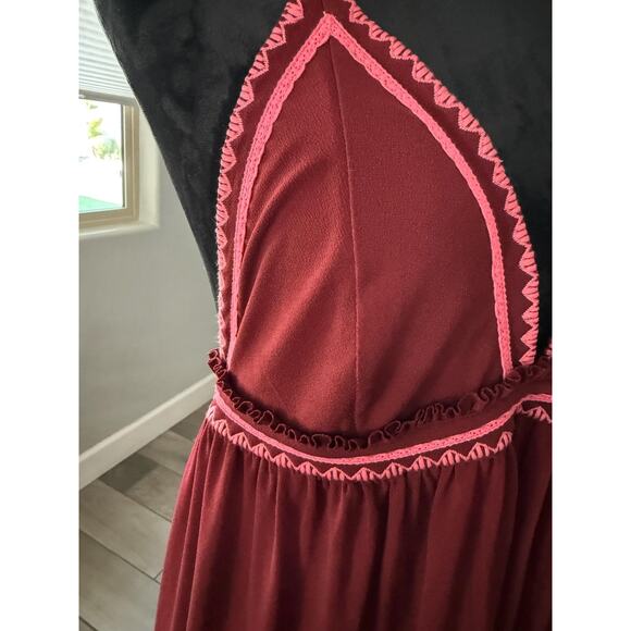 Express dress burgundy, pinks, halter, maxi dress, elastic front elastic back - Picture 5 of 6